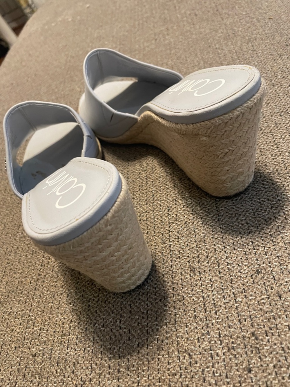 Calvin Klein Baby Blue Espadrille Wedge Slide Sandals View 6